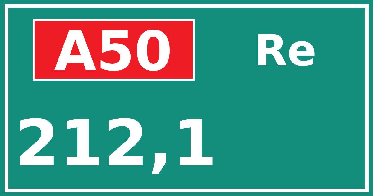 Hectometerbord A50 212,1 zijde Re