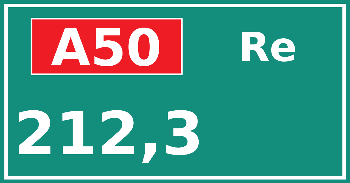 Hectometerbord A50 212,3 zijde Re