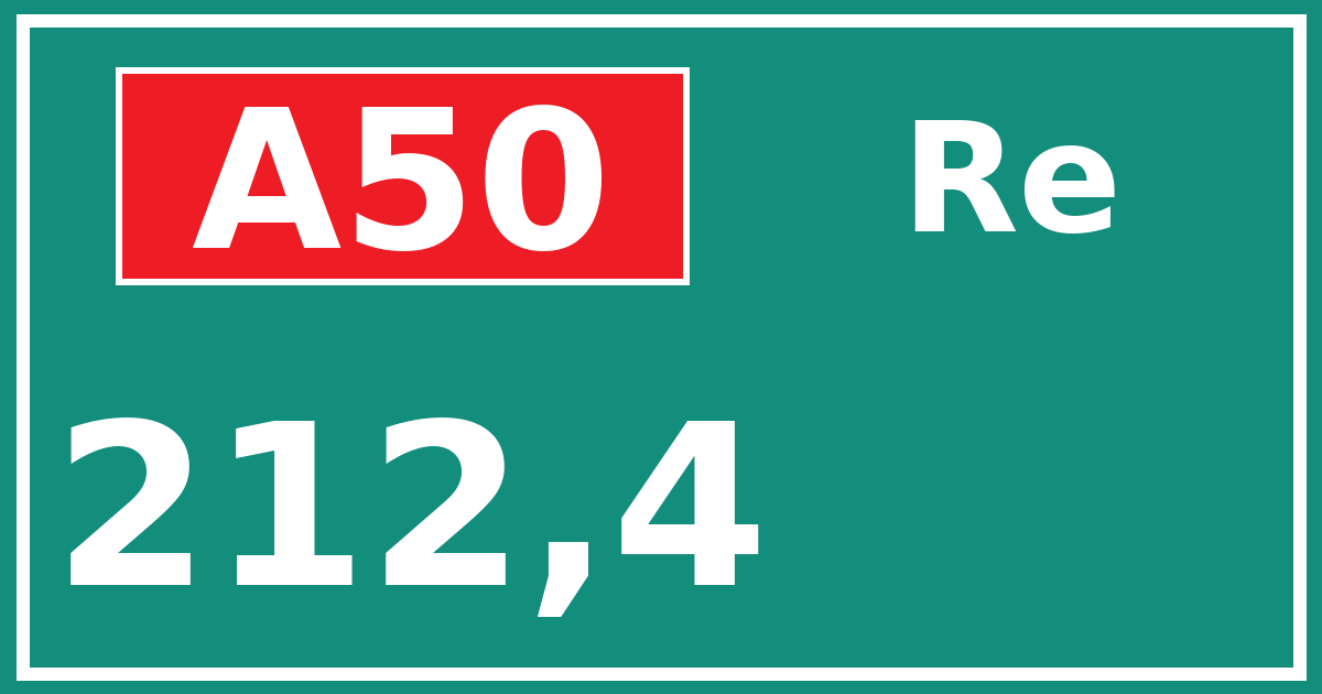 Hectometerbord A50 212,4 zijde Re