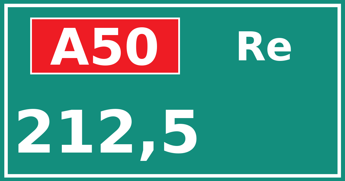 Hectometerbord A50 212,5 zijde Re
