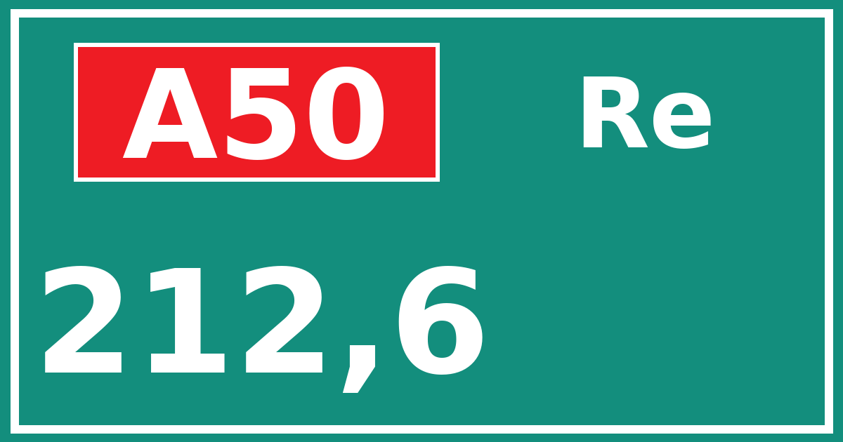 Hectometerbord A50 212,6 zijde Re