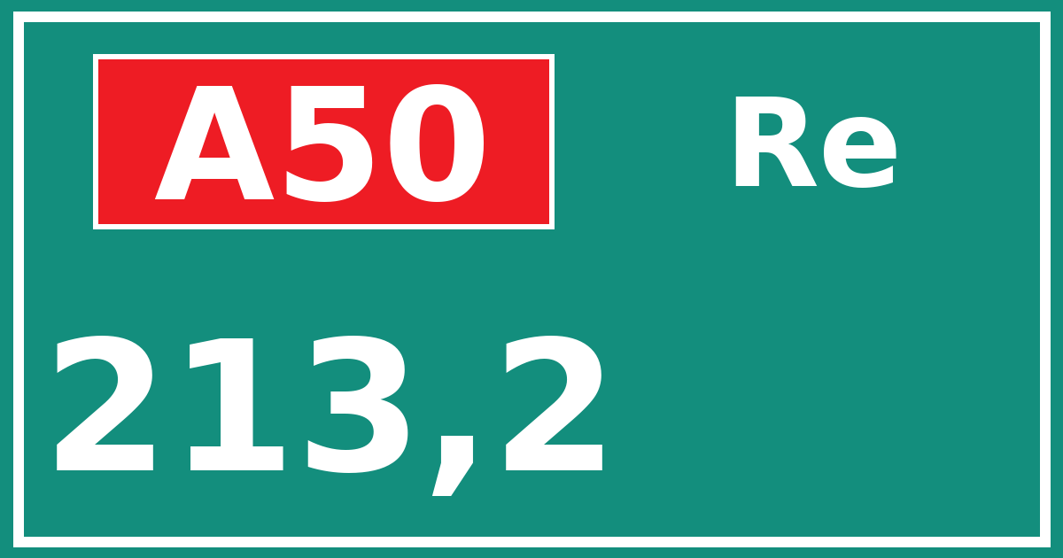 Hectometerbord A50 213,2 zijde Re
