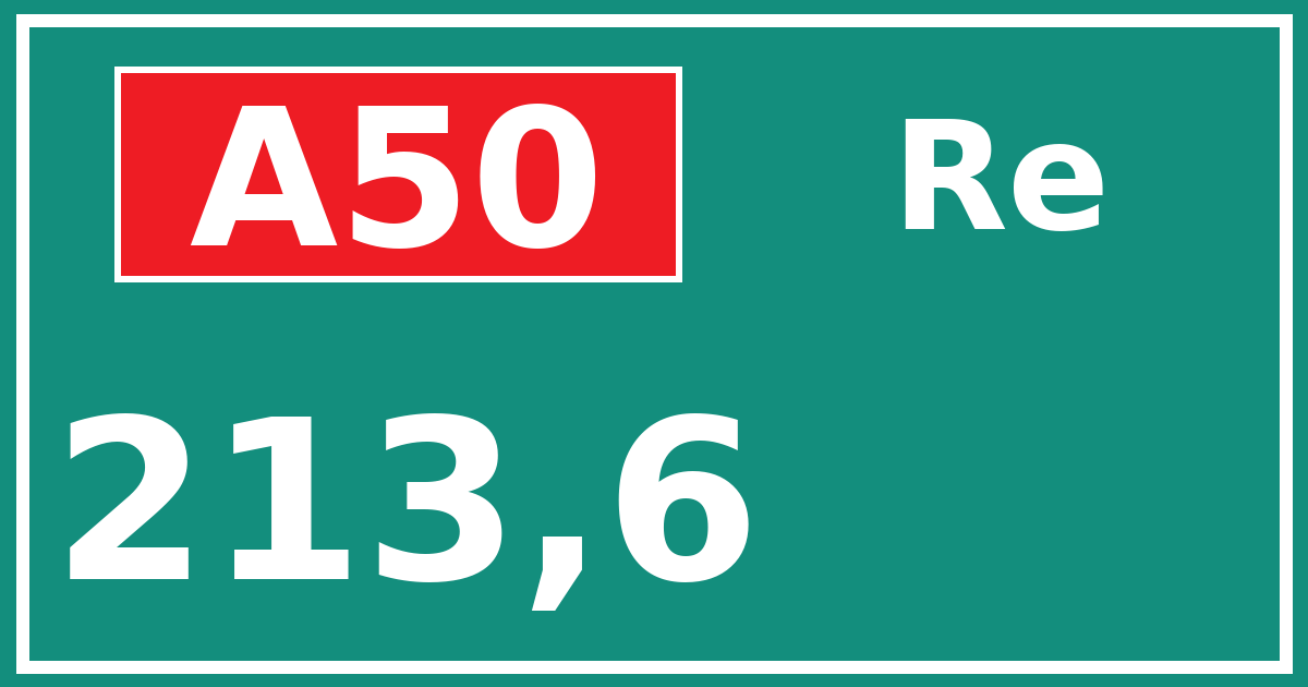 Hectometerbord A50 213,6 zijde Re