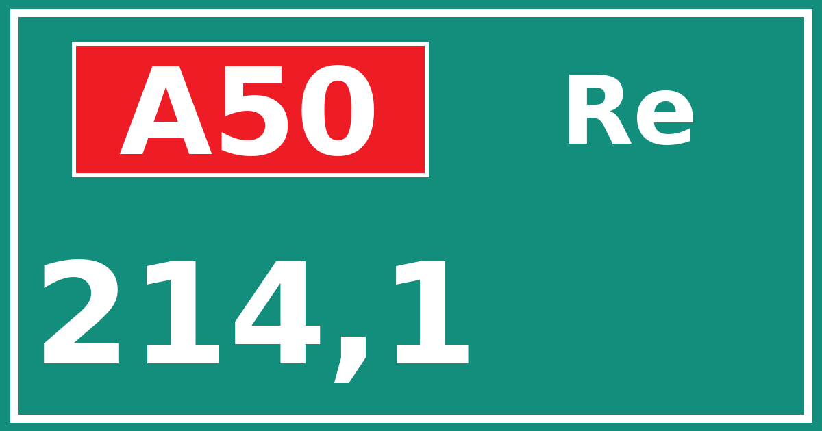 Hectometerbord A50 214,1 zijde Re