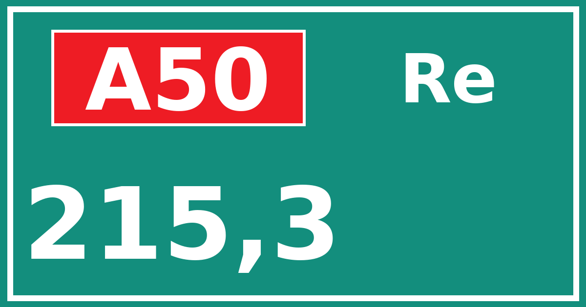 Hectometerbord A50 215,3 zijde Re