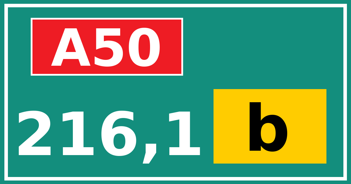 Hectometerbord A50 216,1 letter b