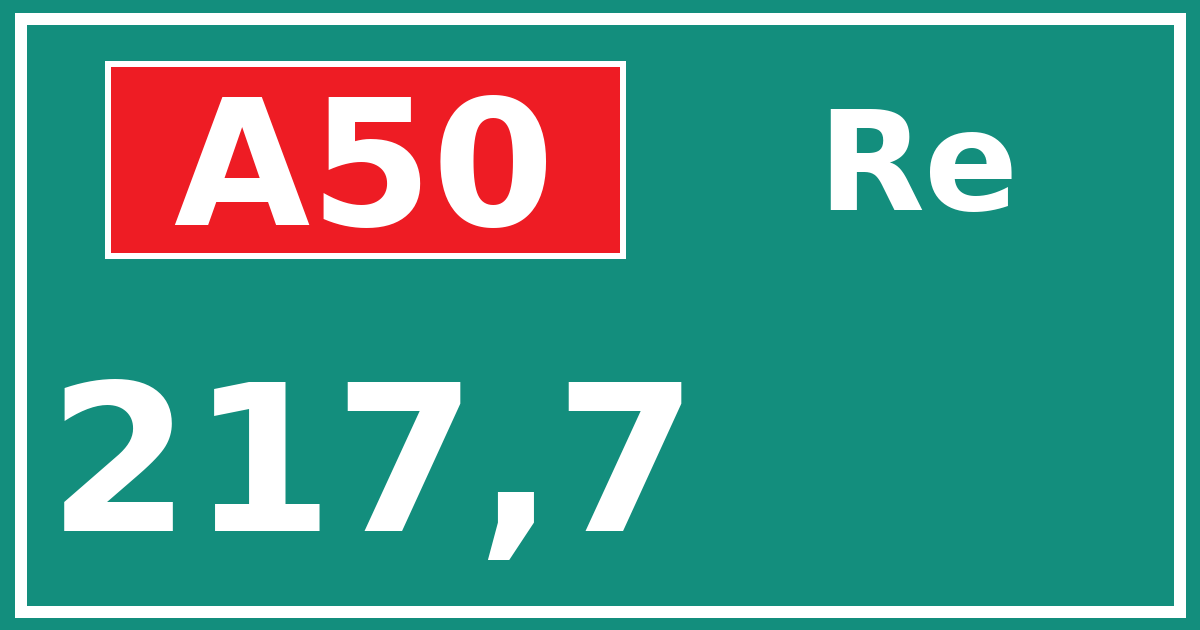 Hectometerbord A50 217,7 zijde Re