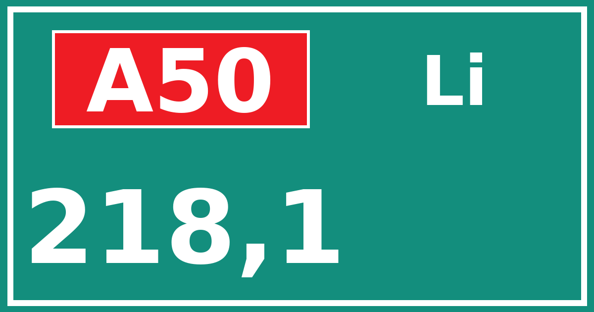 Hectometerbord A50 218,1 zijde Li