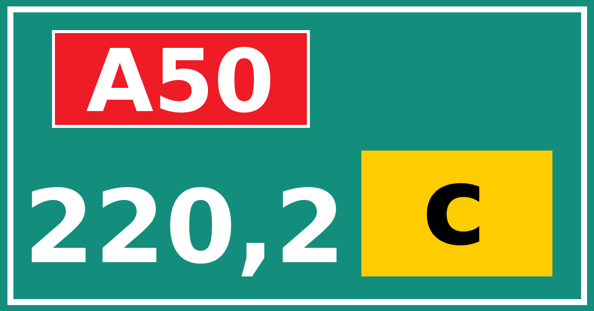 Hectometerbord A50 220,2 letter c