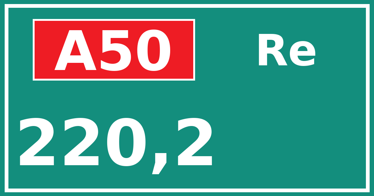 Hectometerbord A50 220,2 zijde Re