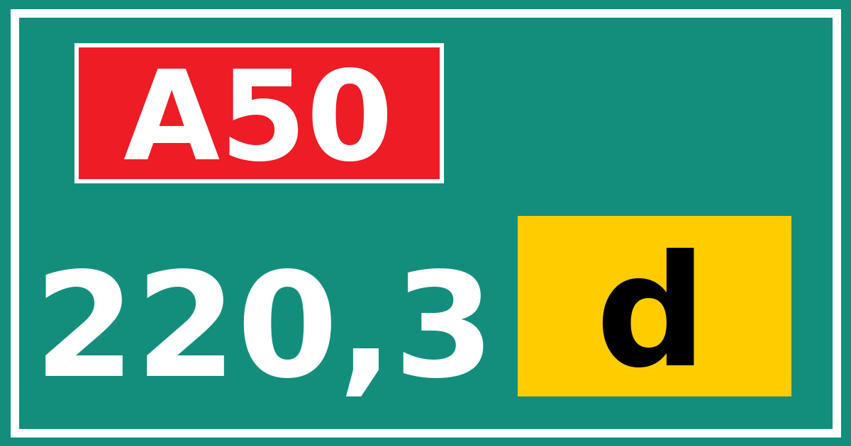 Hectometerbord A50 220,3 letter d