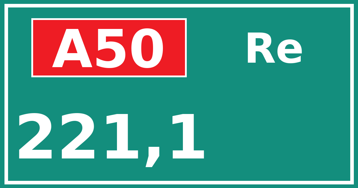 Hectometerbord A50 221,1 zijde Re