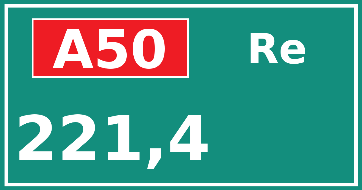 Hectometerbord A50 221,4 zijde Re
