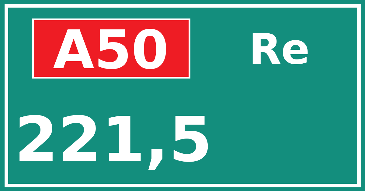 Hectometerbord A50 221,5 zijde Re