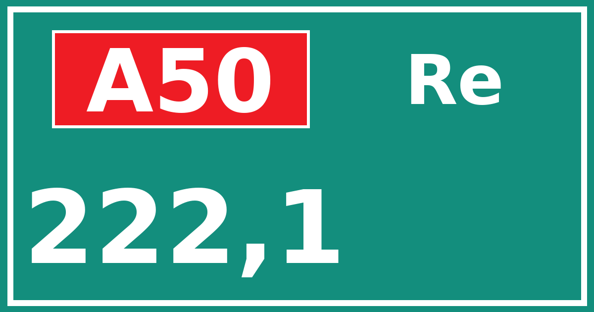 Hectometerbord A50 222,1 zijde Re