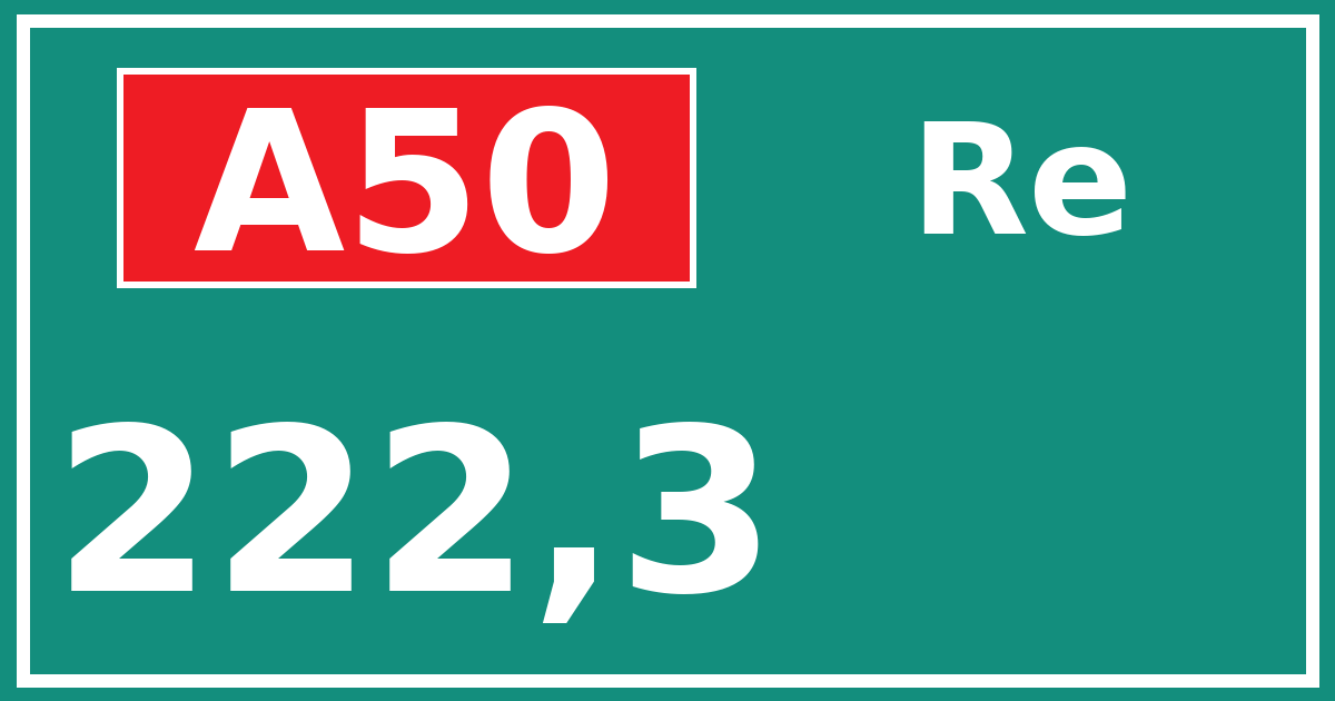 Hectometerbord A50 222,3 zijde Re