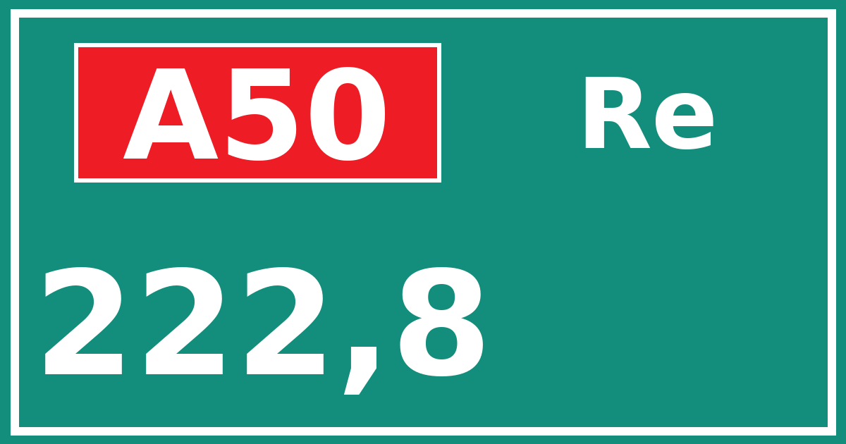 Hectometerbord A50 222,8 zijde Re