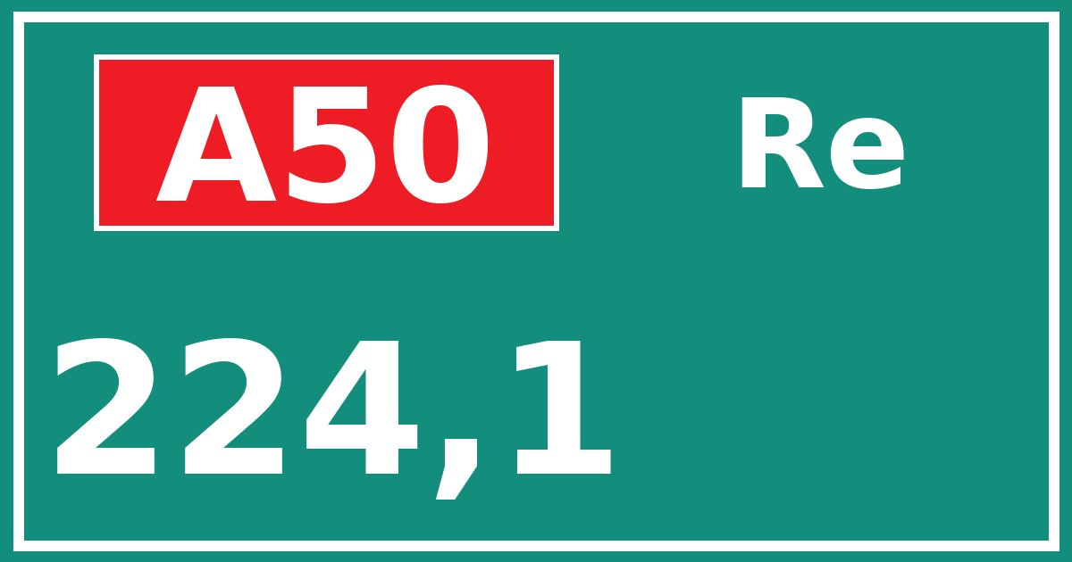 Hectometerbord A50 224,1 zijde Re