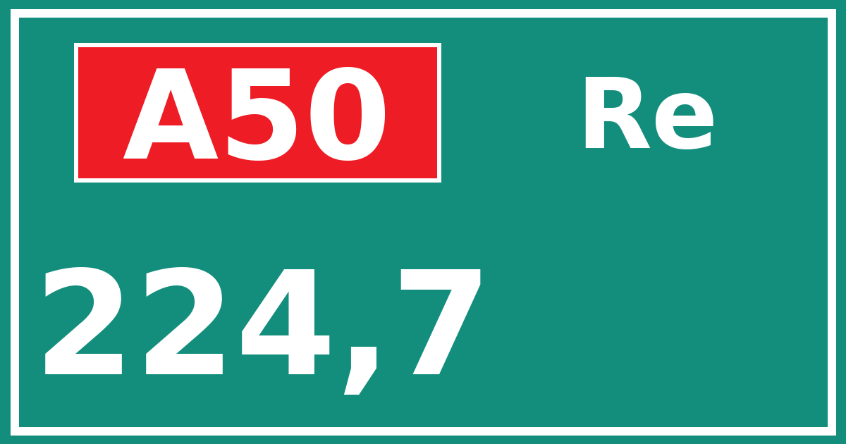 Hectometerbord A50 224,7 zijde Re