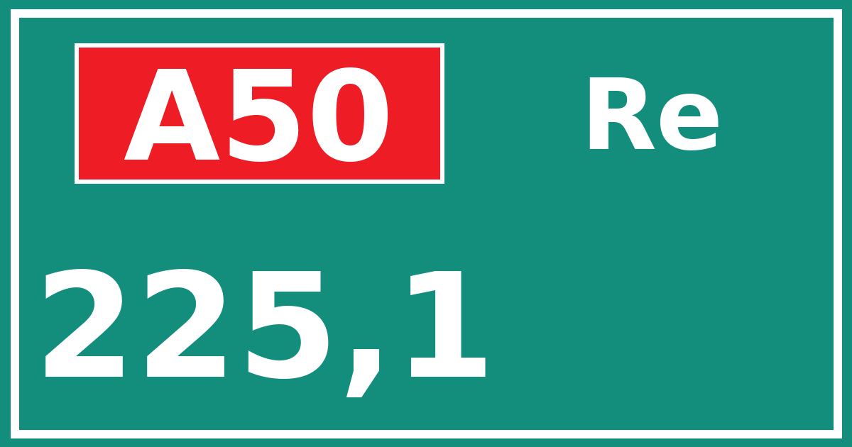 Hectometerbord A50 225,1 zijde Re
