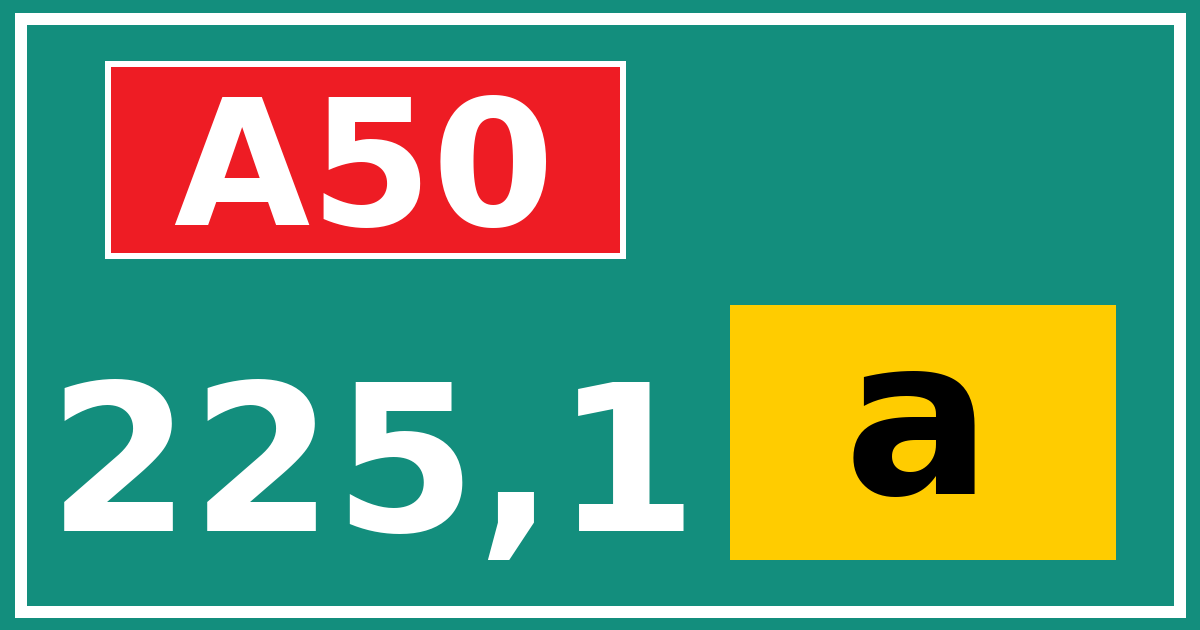 Hectometerbord A50 225,1 letter a