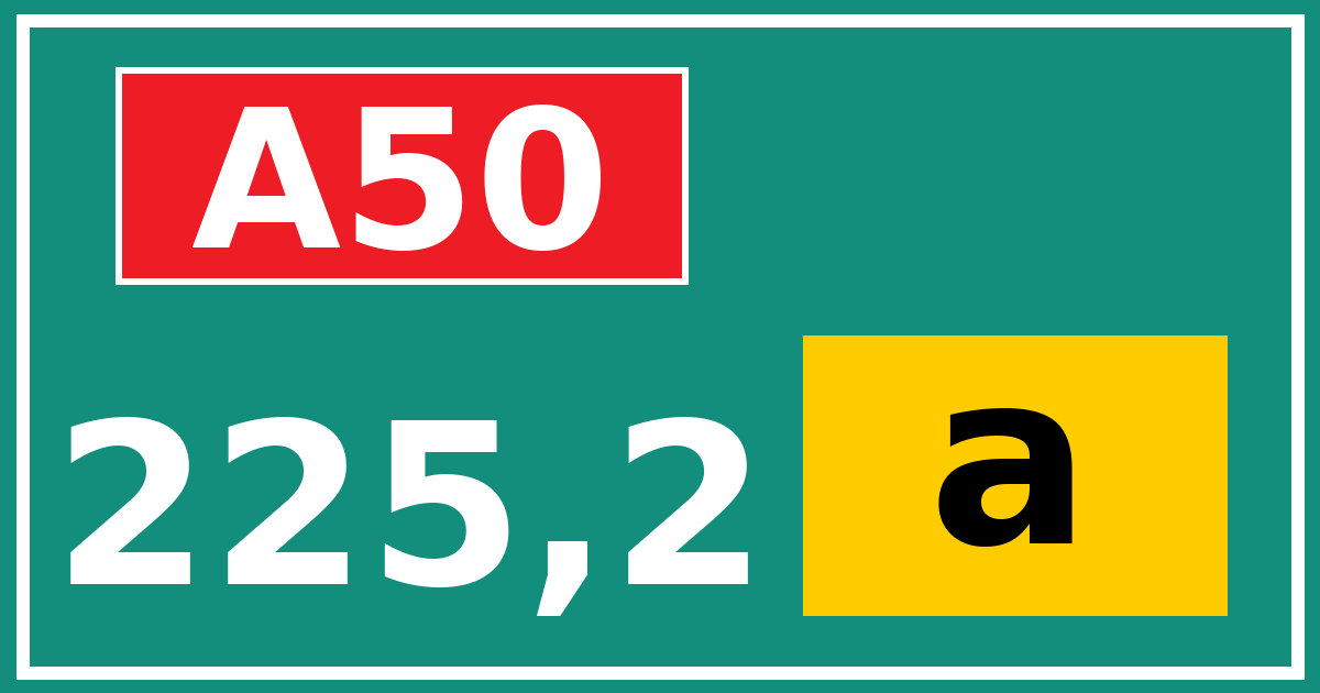 Hectometerbord A50 225,2 letter a