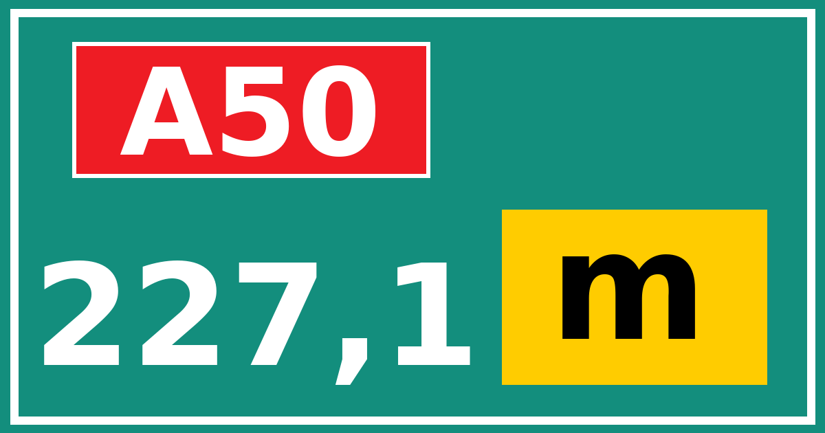 Hectometerbord A50 227,1 letter m