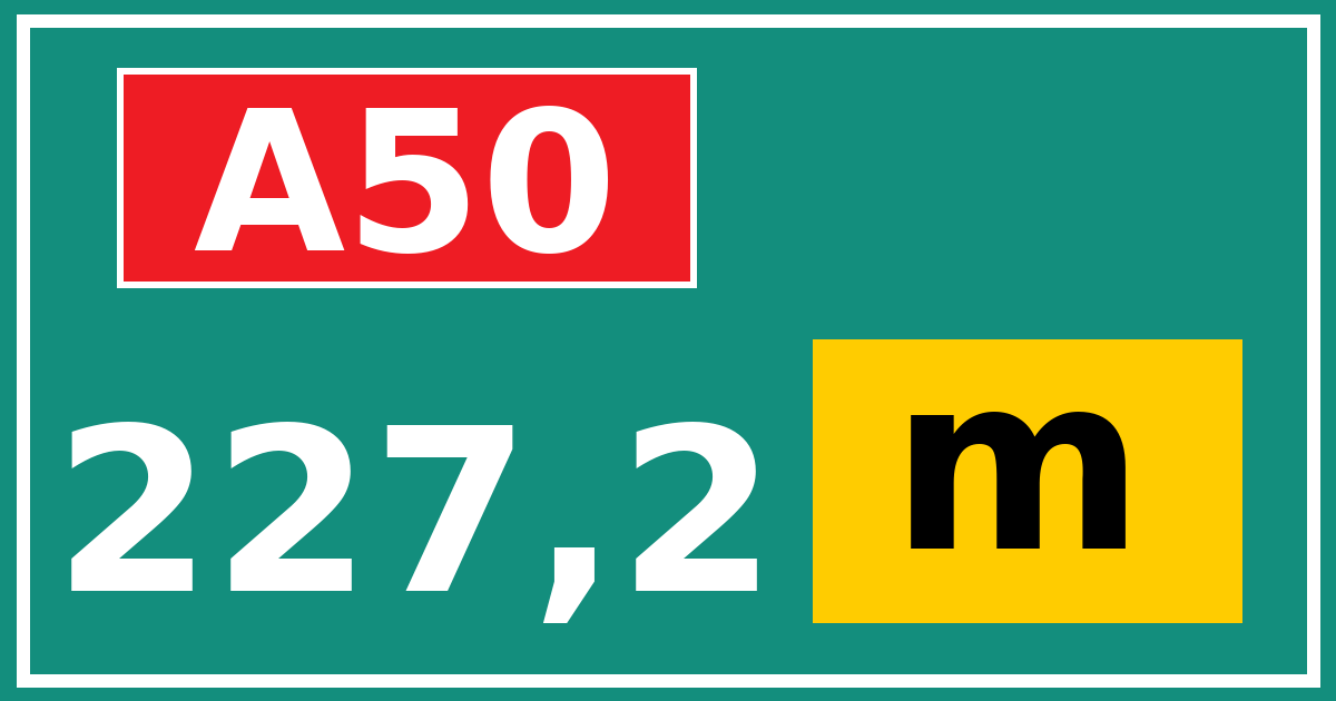 Hectometerbord A50 227,2 letter m