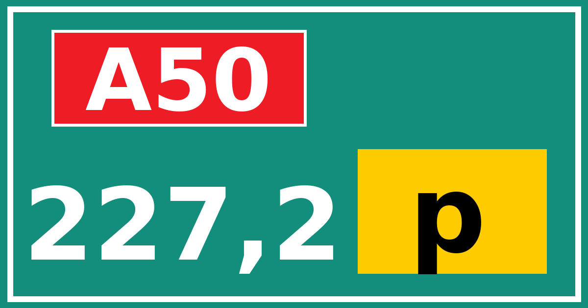 Hectometerbord A50 227,2 letter p