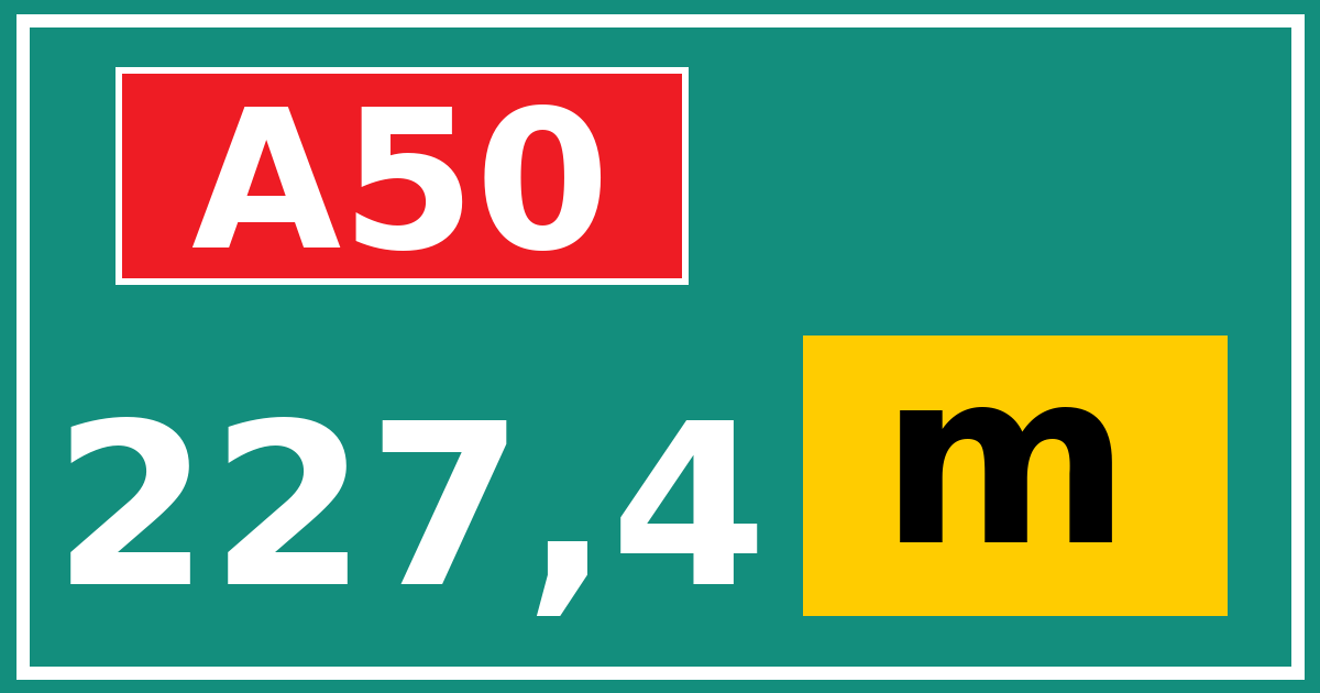 Hectometerbord A50 227,4 letter m