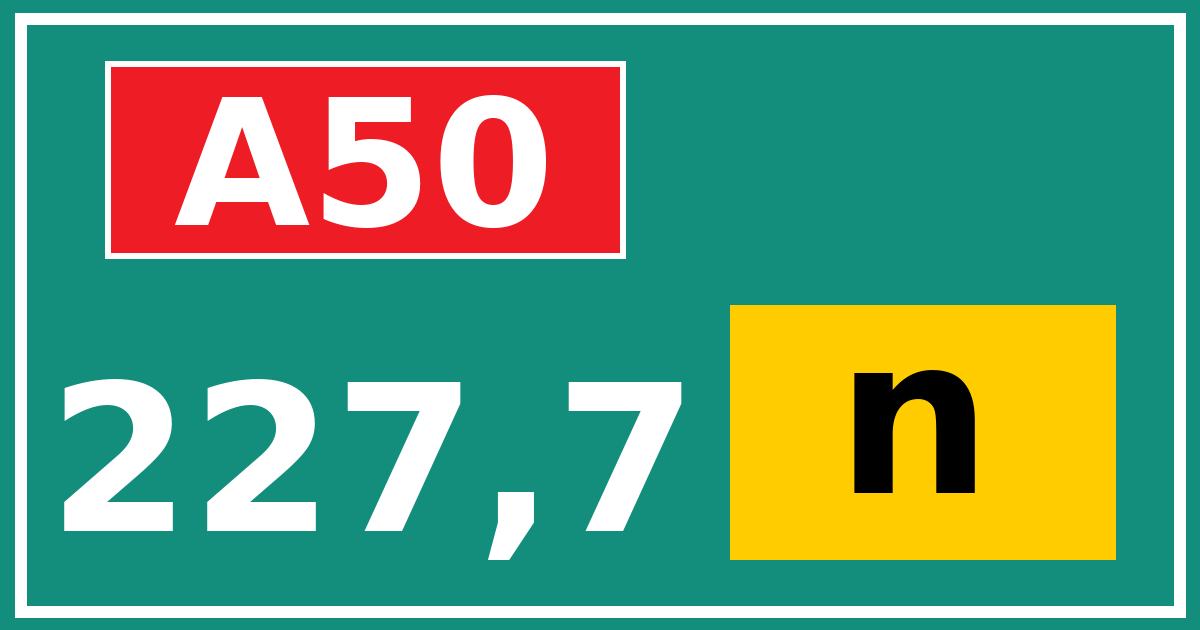 Hectometerbord A50 227,7 letter n