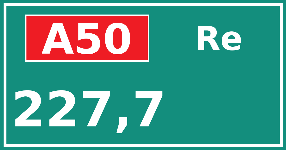 Hectometerbord A50 227,7 zijde Re