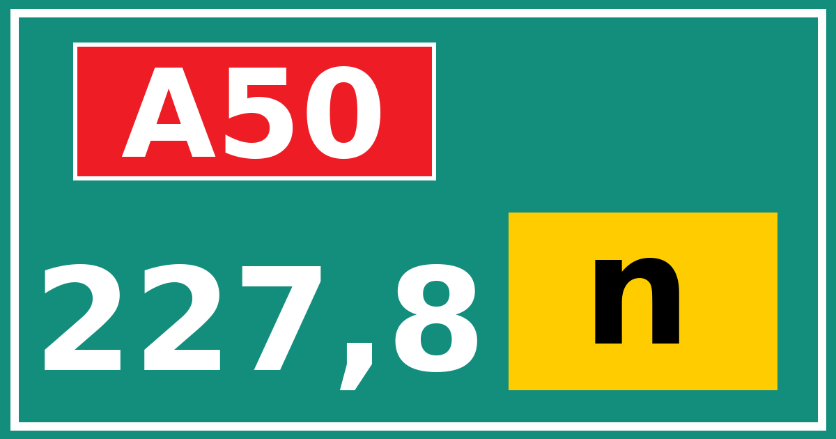 Hectometerbord A50 227,8 letter n