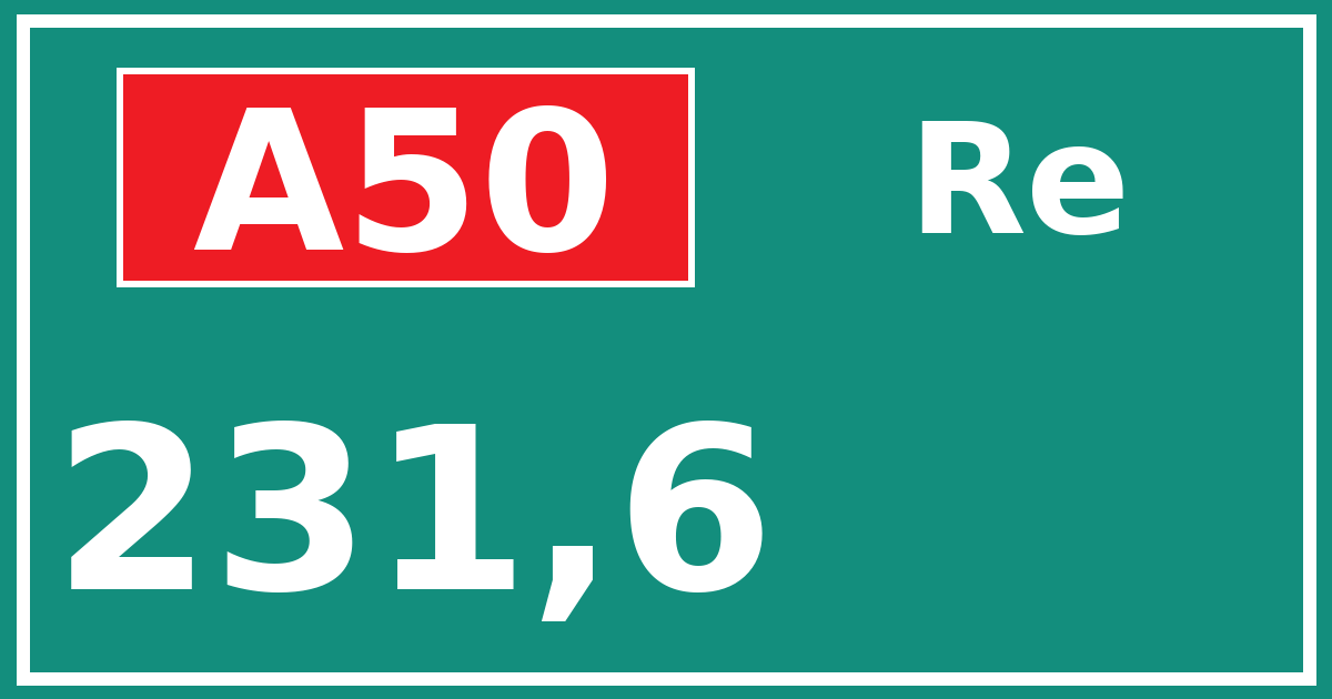 Hectometerbord A50 231,6 zijde Re