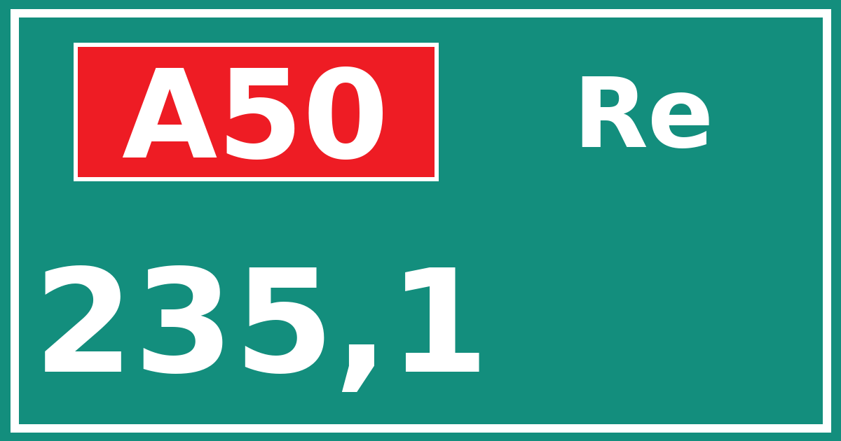 Hectometerbord A50 235,1 zijde Re