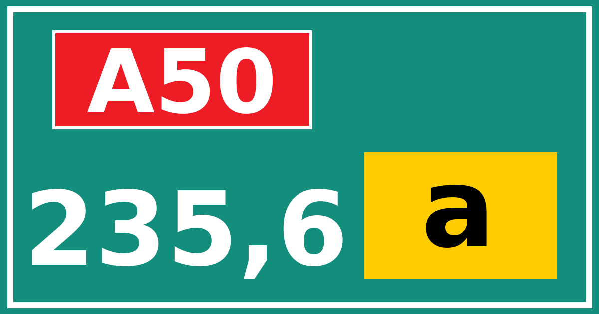 Hectometerbord A50 235,6 letter a