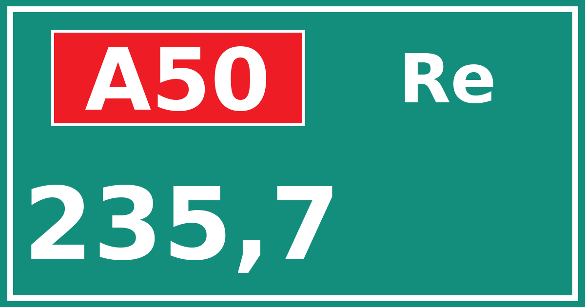 Hectometerbord A50 235,7 zijde Re