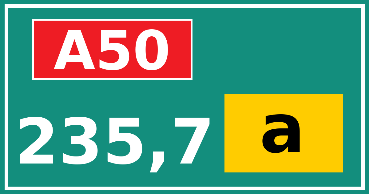 Hectometerbord A50 235,7 letter a