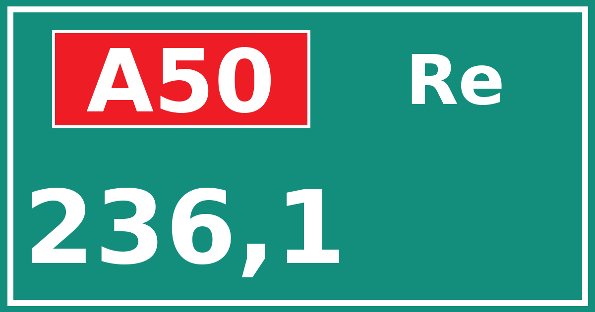 Hectometerbord A50 236,1 zijde Re