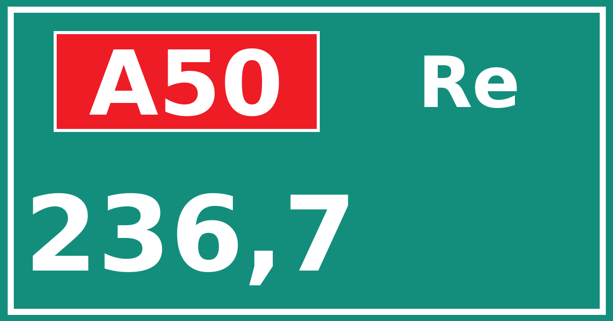 Hectometerbord A50 236,7 zijde Re