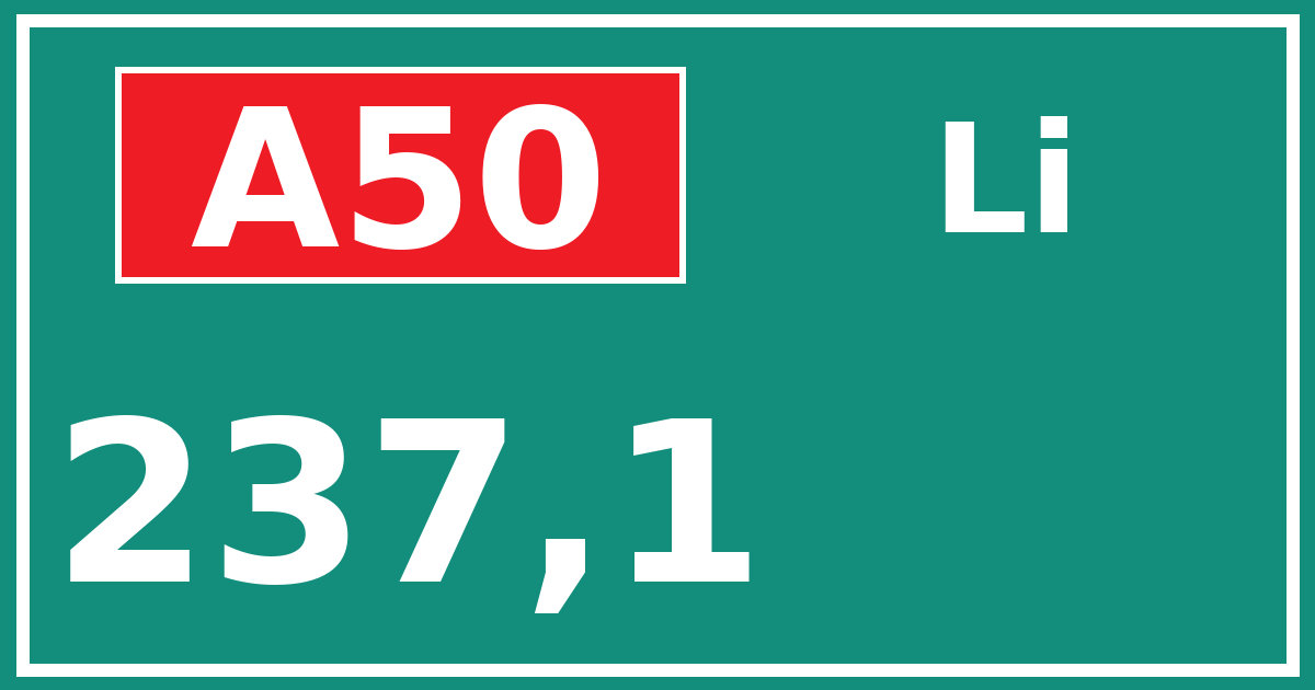 Hectometerbord A50 237,1 zijde Li