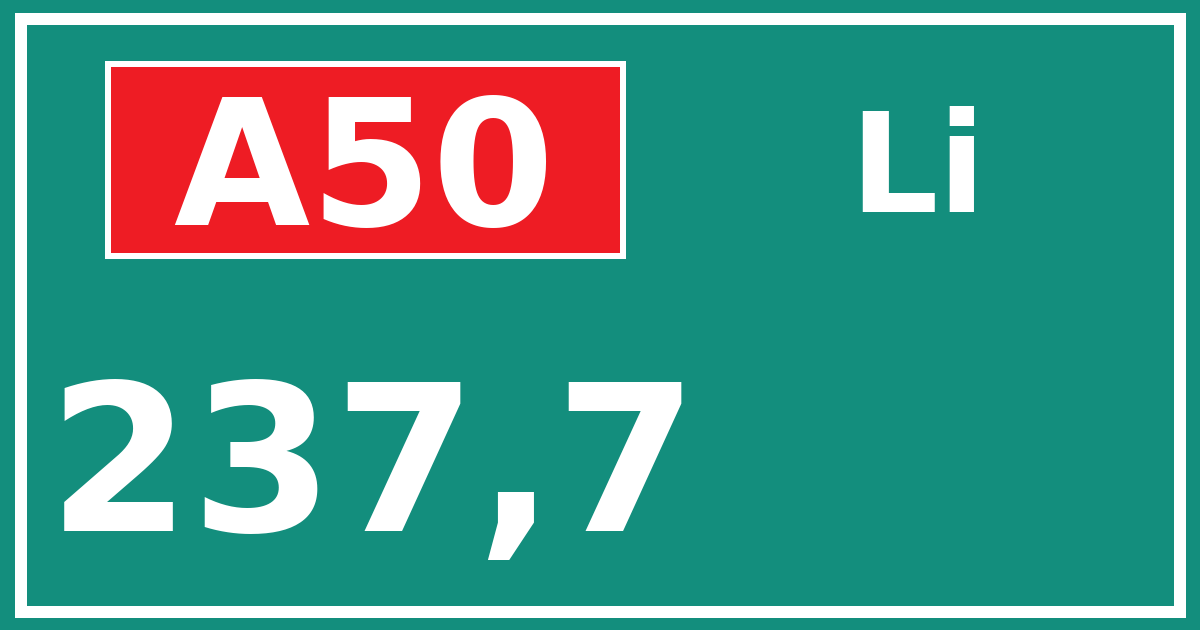 Hectometerbord A50 237,7 zijde Li