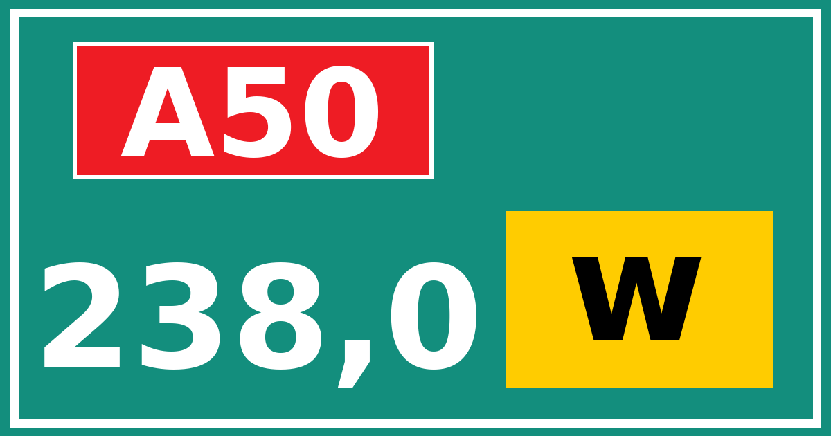 Hectometerbord A50 238,0 letter w