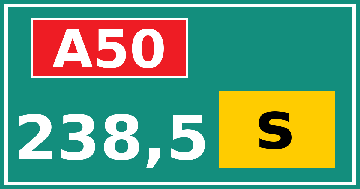 Hectometerbord A50 238,5 letter s