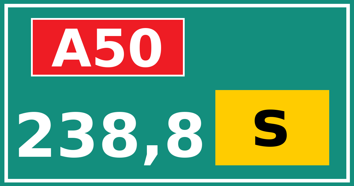 Hectometerbord A50 238,8 letter s