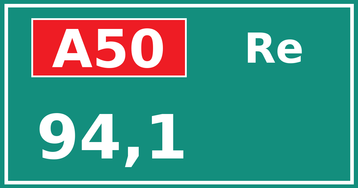Hectometerbord A50 94,1 zijde Re