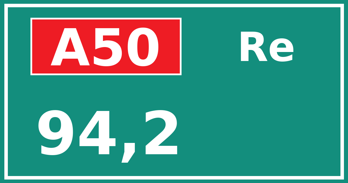 Hectometerbord A50 94,2 zijde Re