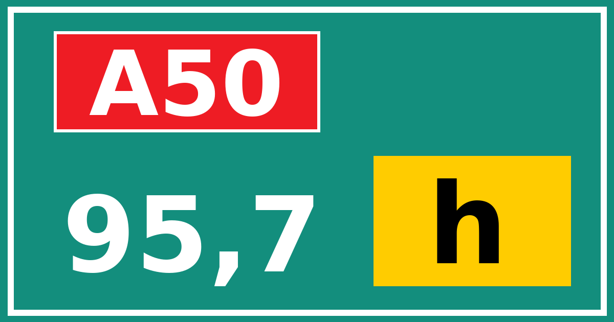 Hectometerbord A50 95,7 letter h