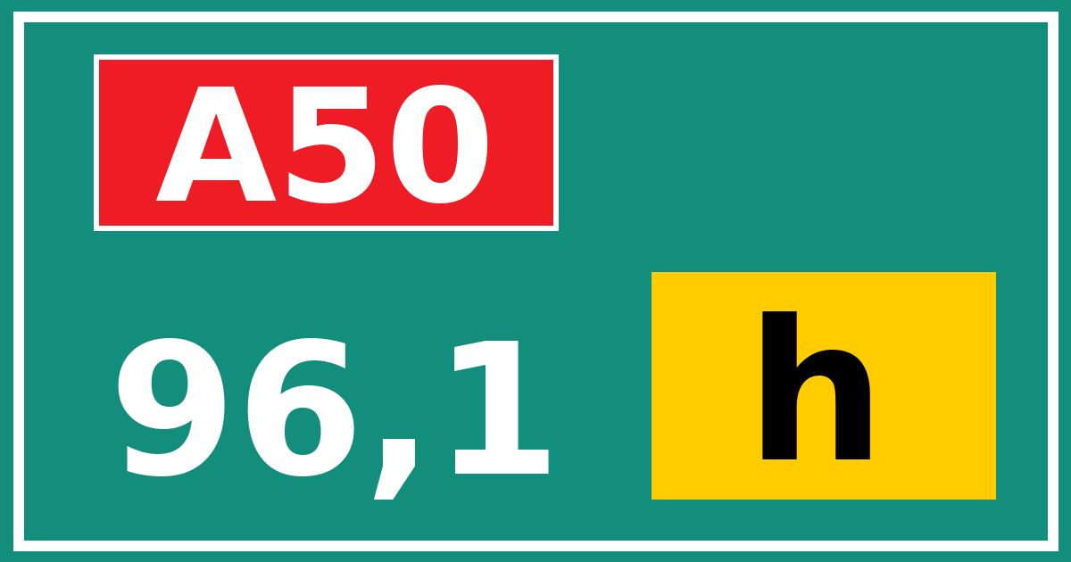 Hectometerbord A50 96,1 letter h