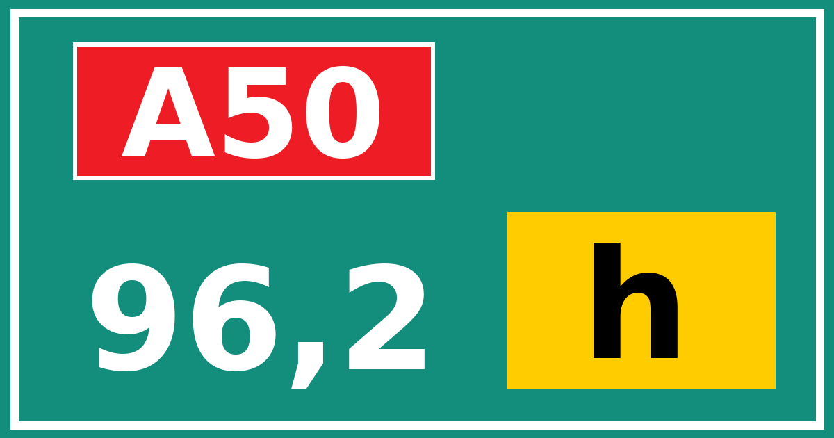Hectometerbord A50 96,2 letter h